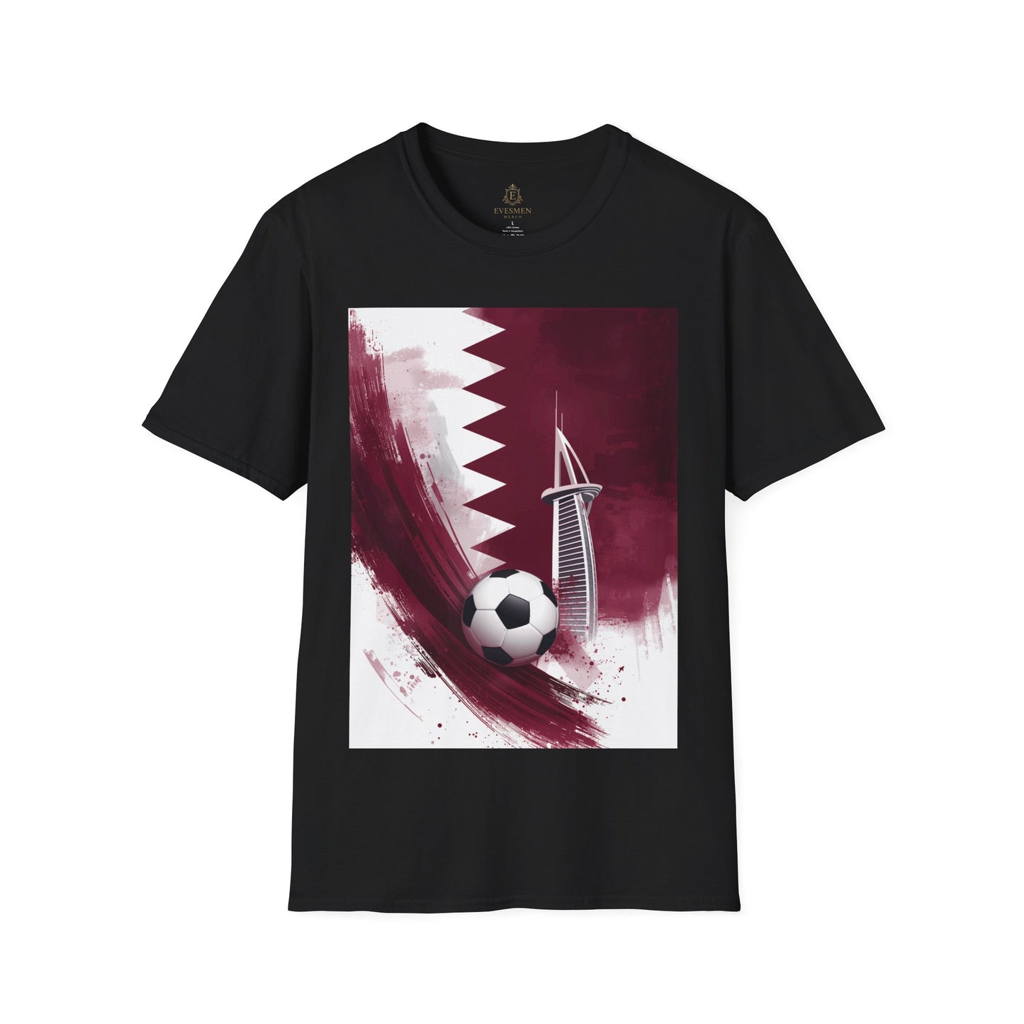 Qatar Soccer T-Shirt – Flag, Football & Aspire Tower Design Tee