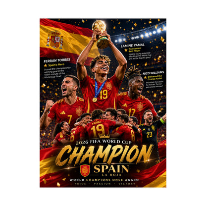 Spain La Roja Soccer Champions Commemorative Wall Art Poster Print