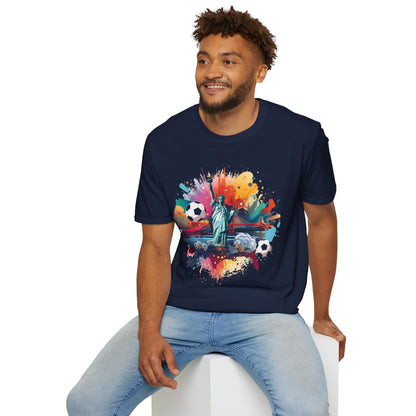 Statue of Liberty Soccer Splash Match Day T-Shirt — NYC Football Fan Tee