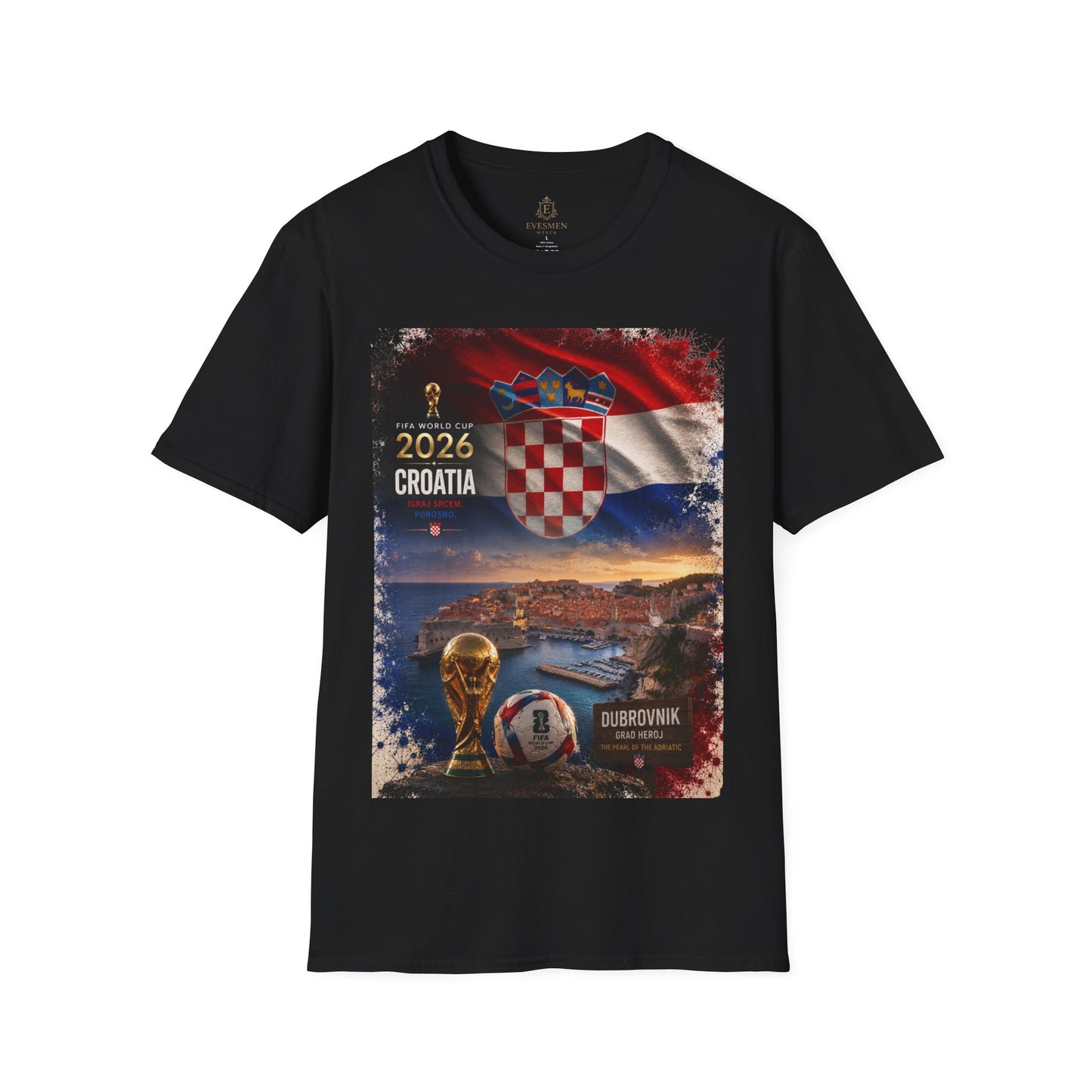Croatia Football Flag Dubrovnik T‑Shirt Vatreni Soccer Pearl of the Adriatic Tee