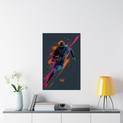 “Fury” Football Wall Art Poster | Neon Grunge Running Back Matte Print
