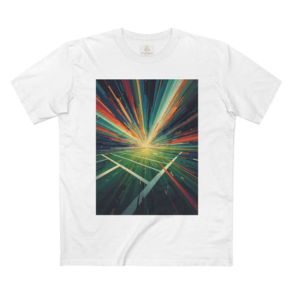 Abstract Light Burst Tee Football Field Graphic T-Shirt
