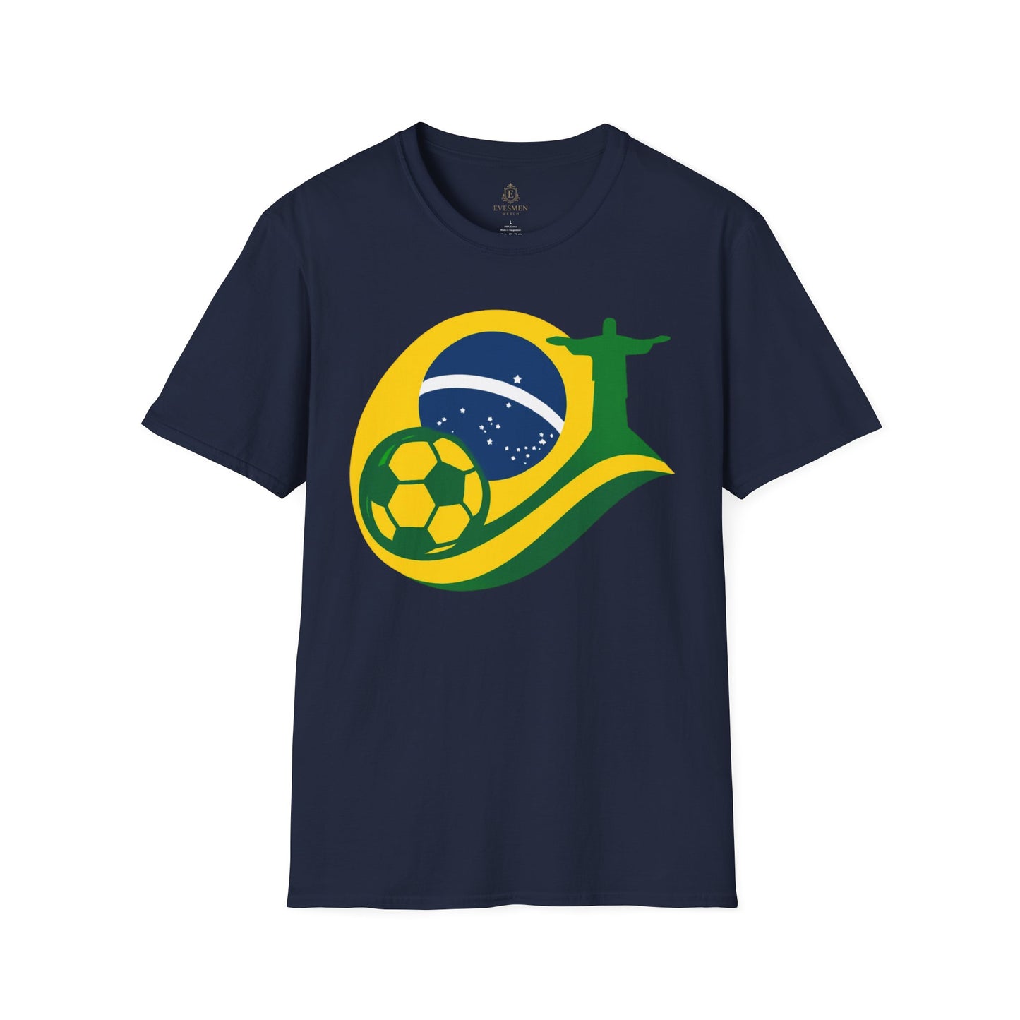 Brazil Soccer T-Shirt – Brazilian Flag, Christ the Redeemer & Football Graphic Tee