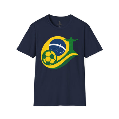Brazil Soccer T-Shirt – Brazilian Flag, Christ the Redeemer & Football Graphic Tee