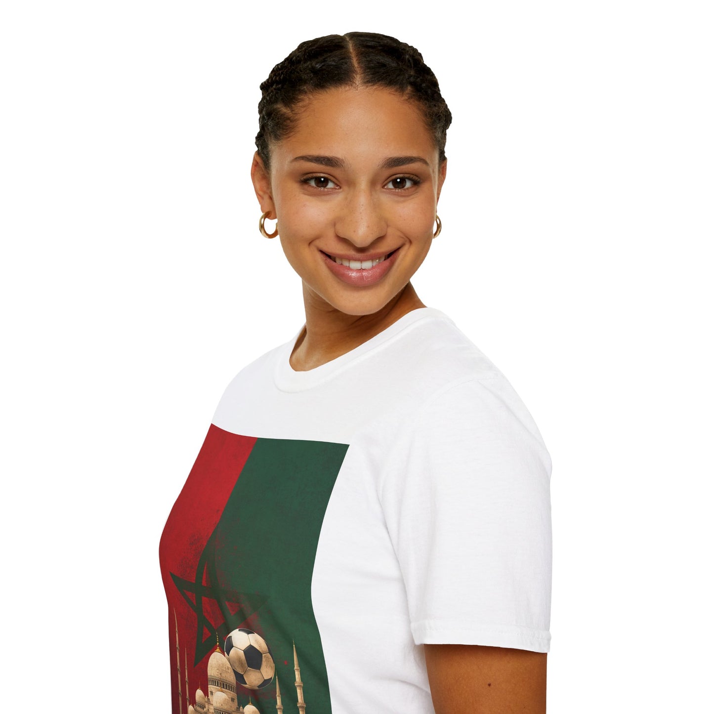 Morocco Flag Mosque Soccer T-Shirt — Moroccan Football Fan Tee