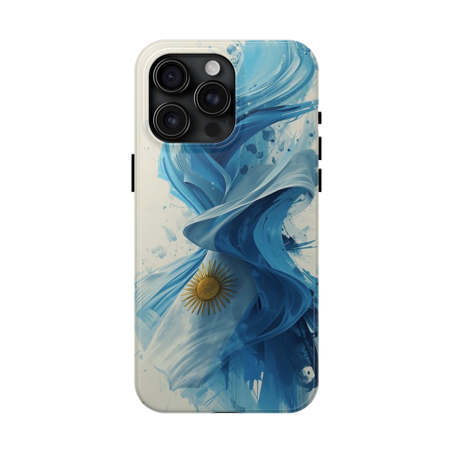 Argentinian Flag Watercolor Tough Phone Case - Blue Ribbon & Sun Protective Cover