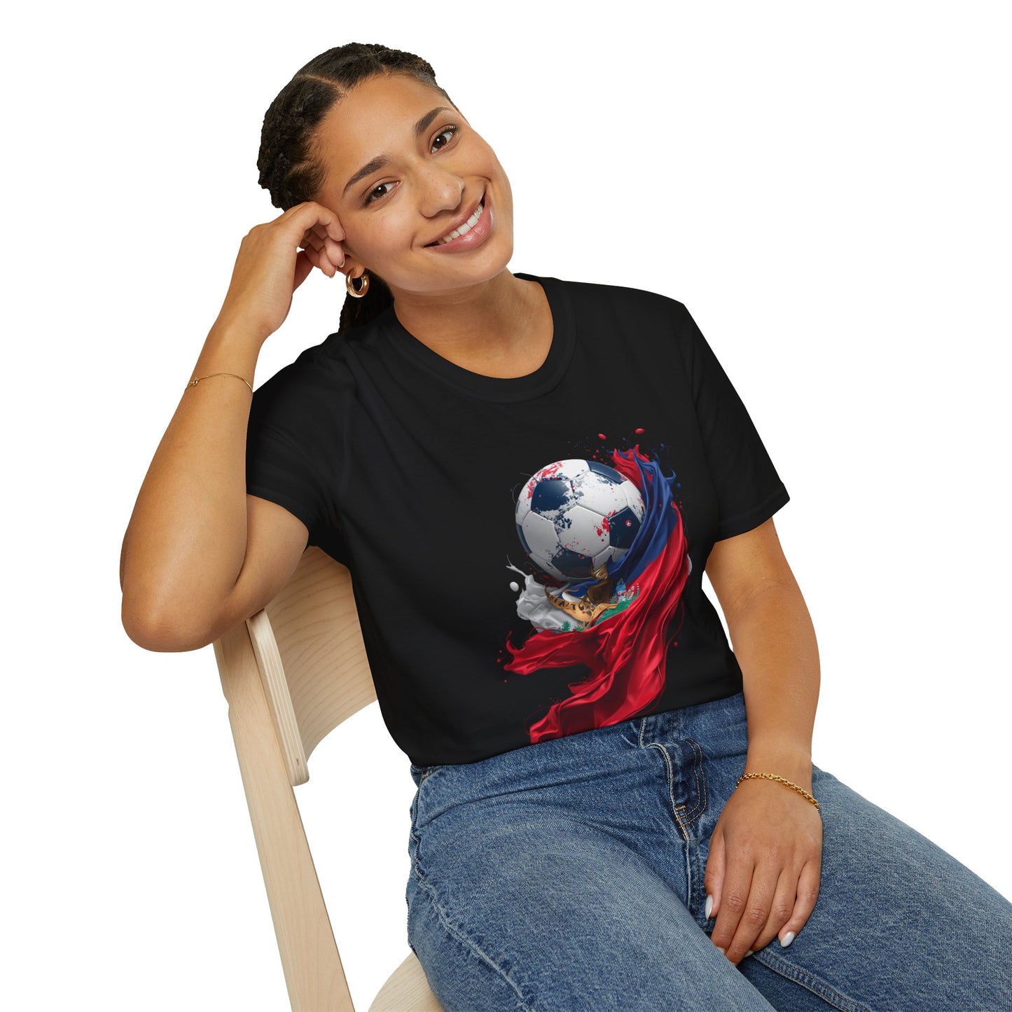 Haitian Football Pride T-shirt Flag Crest and Soccer Graphic Tee