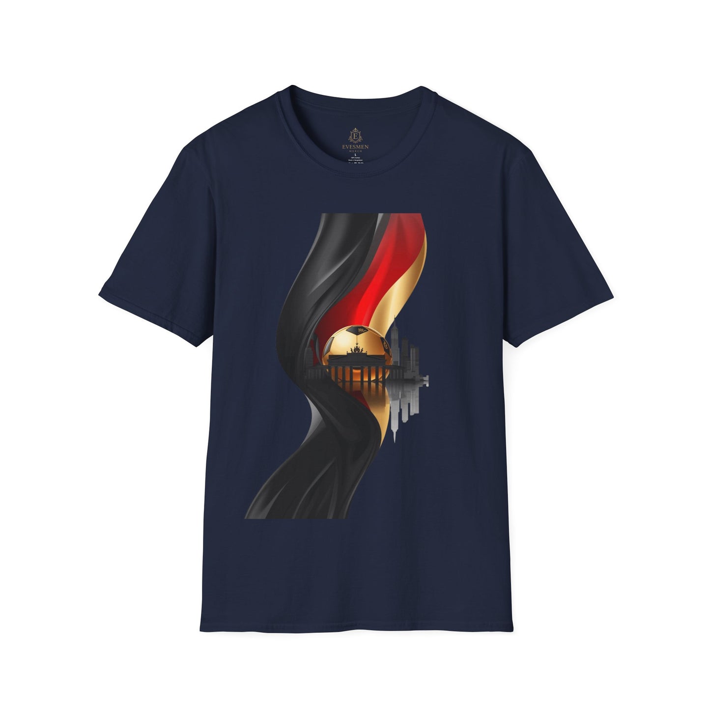 Germany Flag Brandenburg Gate T-Shirt Luxury Gold Die Mannschaft Soccer Tee