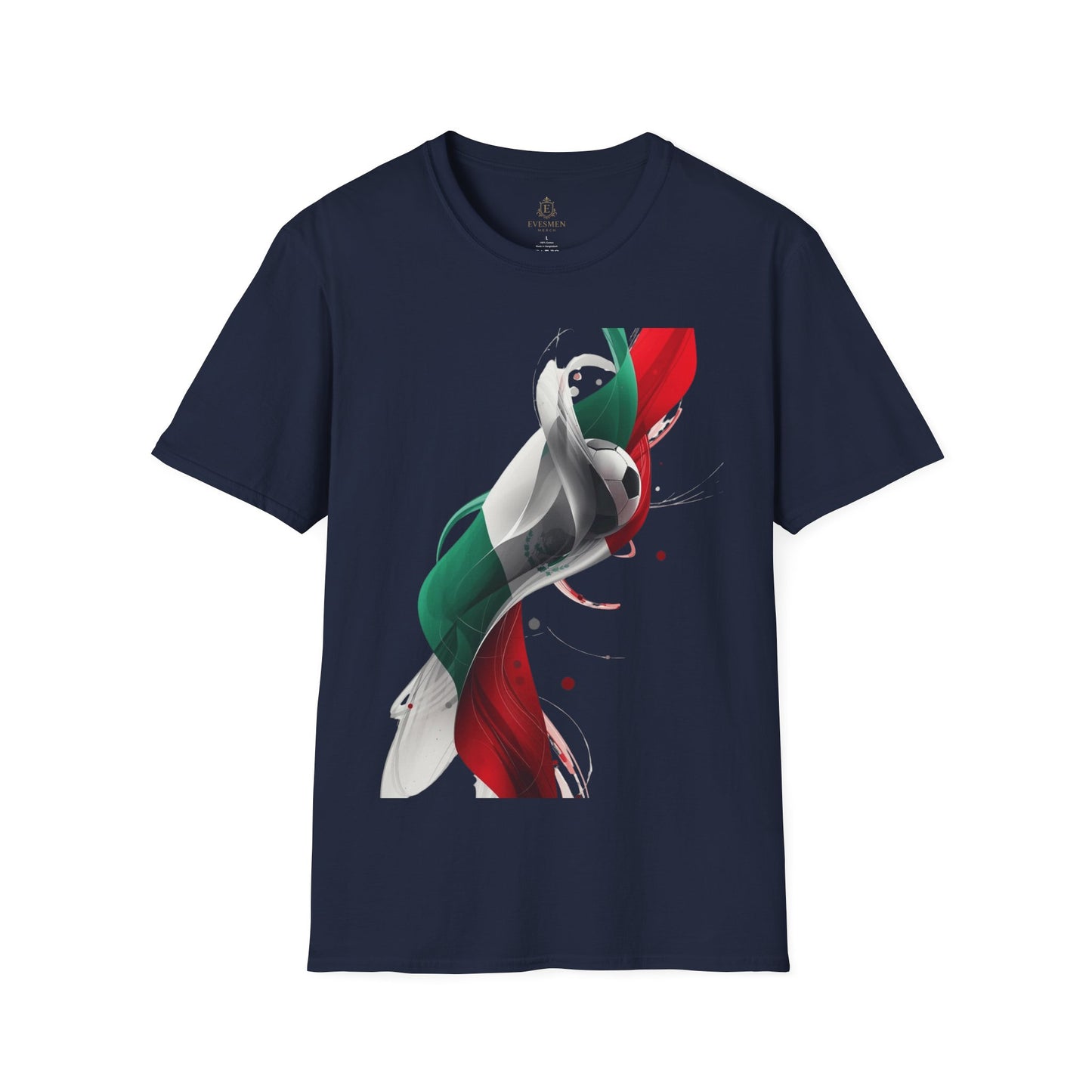 Mexico Football Spirit T-shirt Abstract Flag & Soccer Ball Art Tee