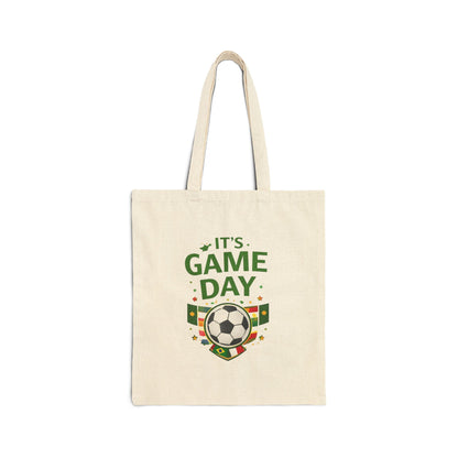 Tote Bag — "It's Game Day" Soccer Canvas Tote for Fans