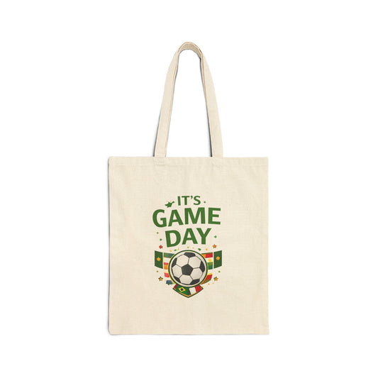 Tote Bag — "It's Game Day" Soccer Canvas Tote for Fans