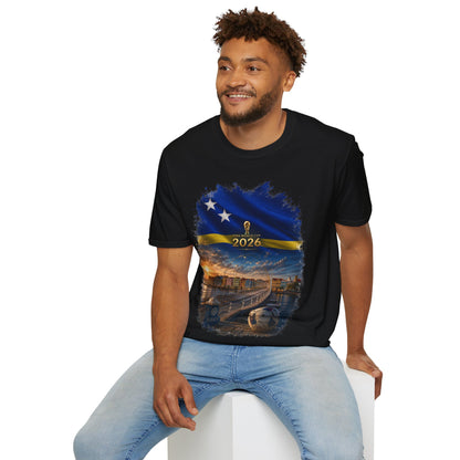 Curaçao Football Flag Handelskade T‑Shirt Cinematic Caribbean Soccer Tee