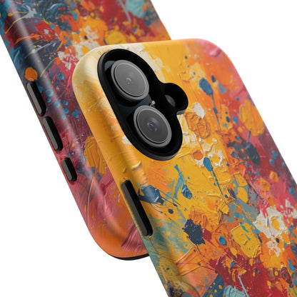 Colorful abstract phone case with a white background