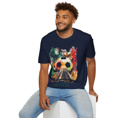 Mexico Soccer Match Day T-Shirt — Colorful Football & Pyramid Tee