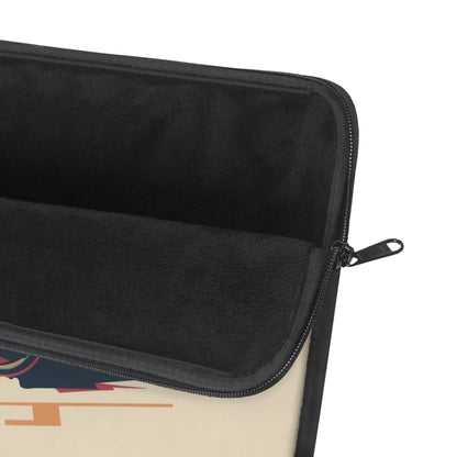 Black zippered pouch with a colorful design on a white background