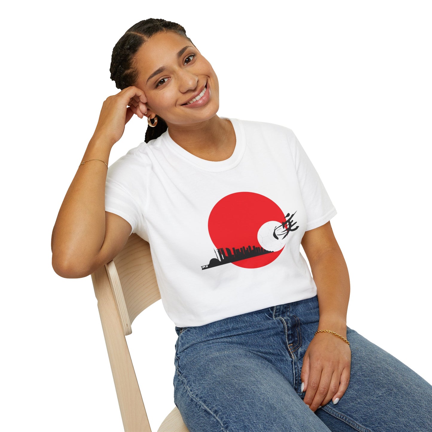Japan Football and City Skyline Graphic T-shirt