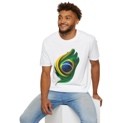 Brazil Flag Feather Football Graphic T-Shirt Tee