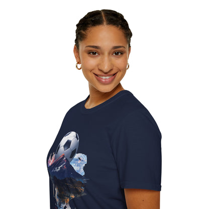 New Zealand Football Mountain T-Shirt — Majestic Landscape Soccer Design Tee
