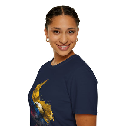 Colombia Map Skyline Football T-Shirt — Watercolor Grunge Soccer Design Tee