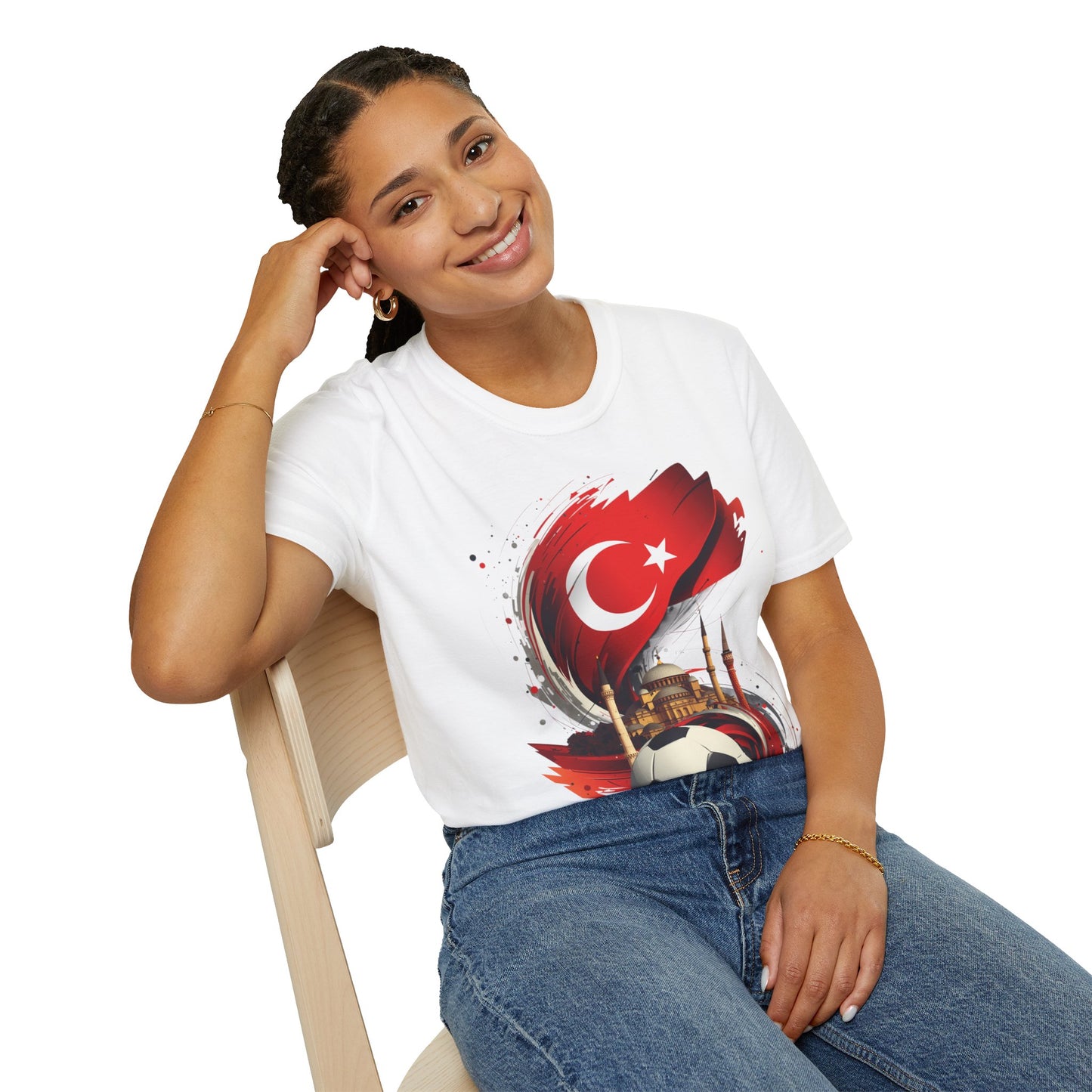 Turkey Soccer T-Shirt — Turkish Flag, Mosque & Football Design Tee