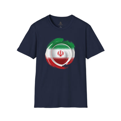 Iran Football Flag Circular Brushstroke T-Shirt Team Melli Soccer Graphic Tee