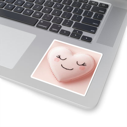 Sweet Blushing Valentine Heart Glossy Vinyl Kiss-Cut Sticker