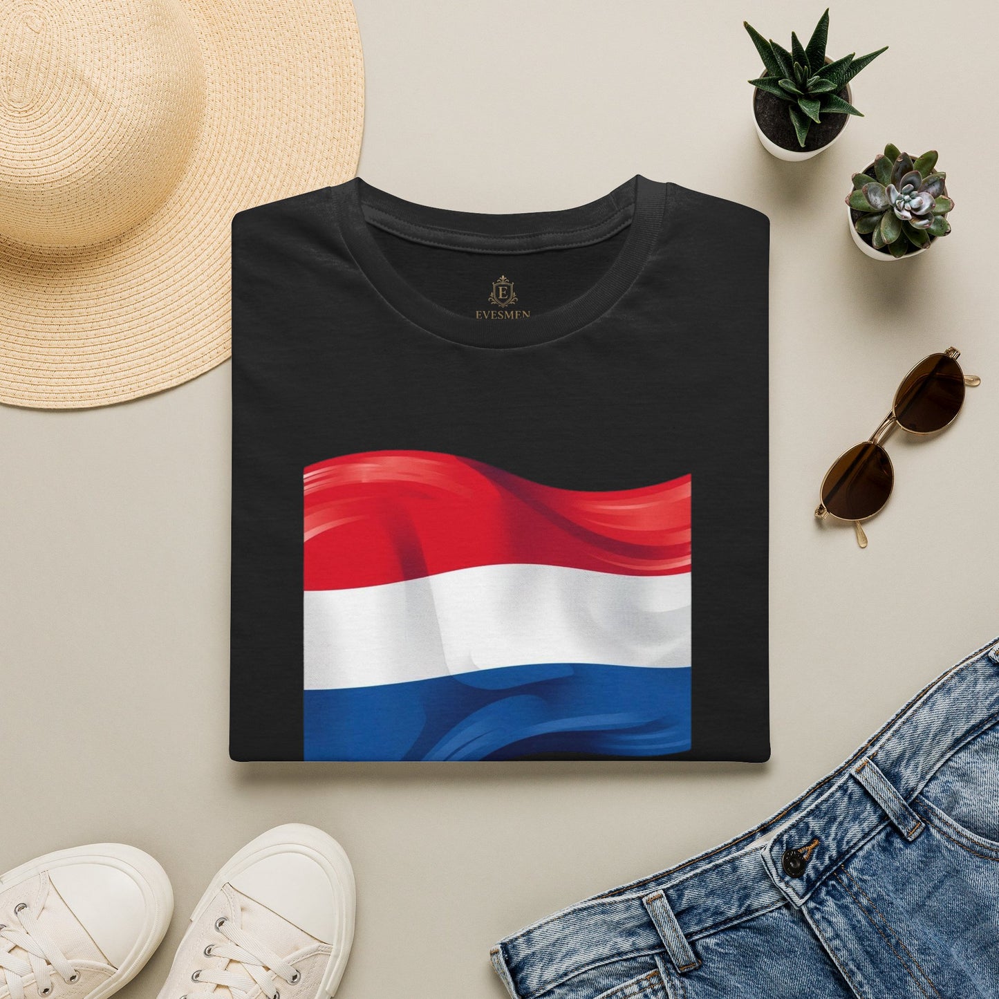 Netherlands Waving Flag Soccer Tee Clean Minimalist Oranje Football Fan T-Shirt