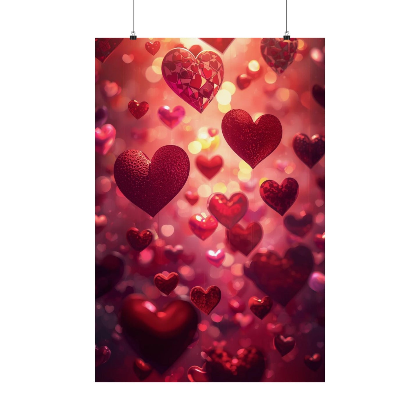 Romantic Floating Hearts Matte Poster — Valentine’s Day Wall Art