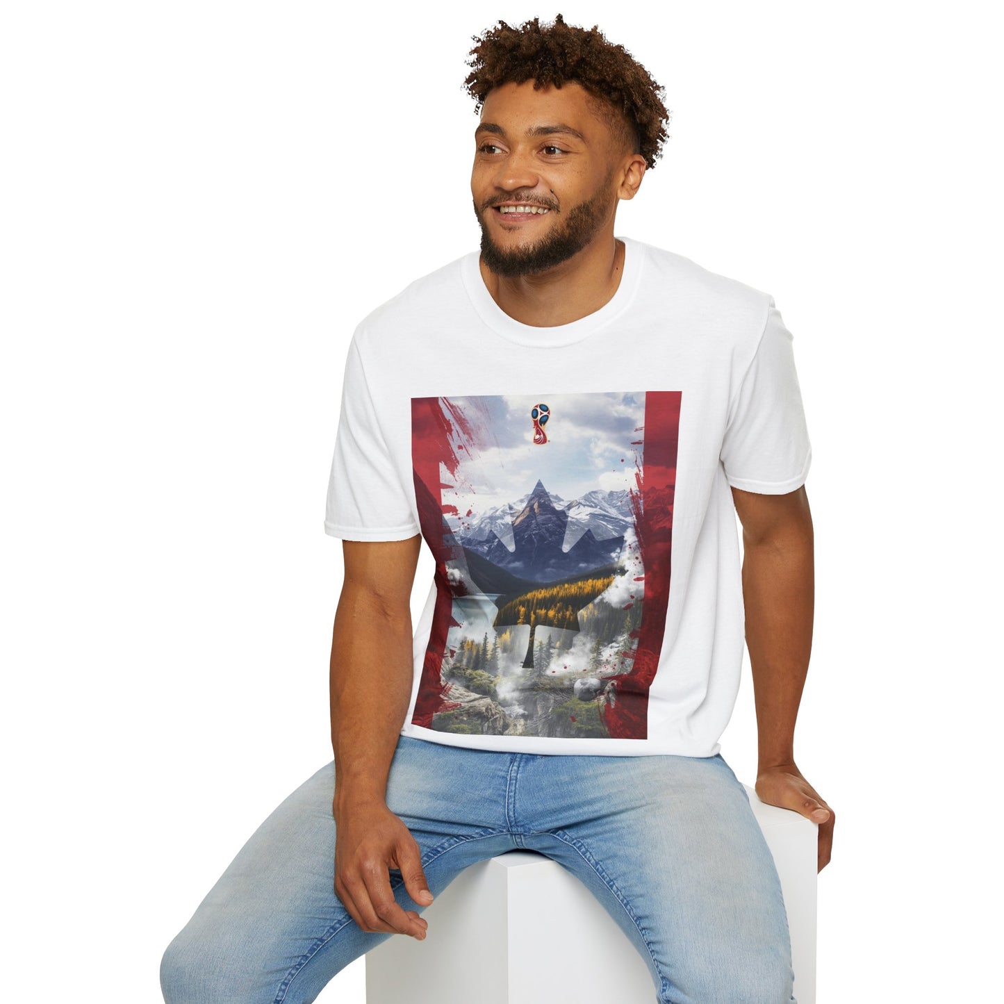 Patriotic Canadian Flag T-Shirt Maple Leaf Mountain Art Design Tee