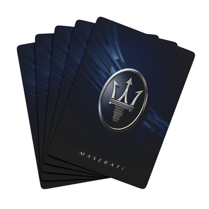 Set of Maserati branded cards with logo on a white background