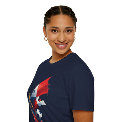 Panama Football Flag Splash T-Shirt Dynamic Los Canaleros Soccer Tee