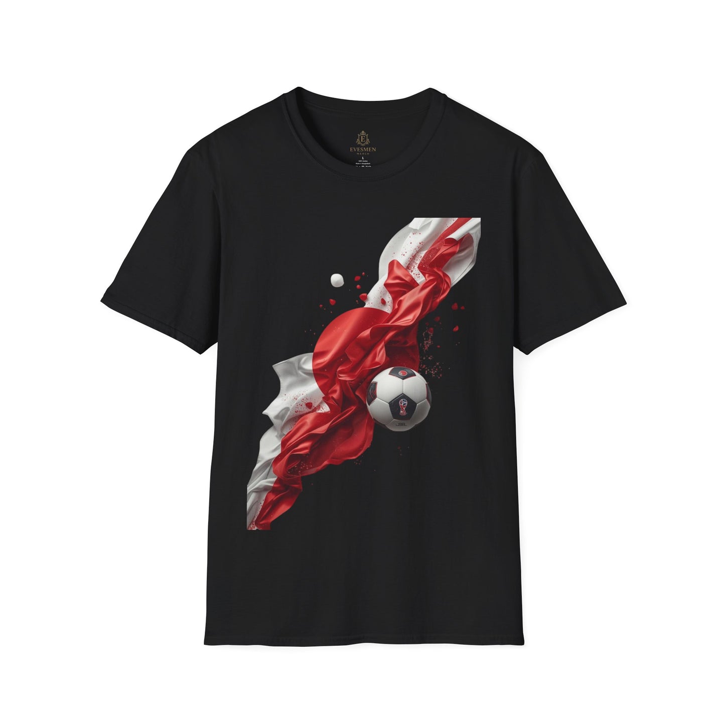 Japan Football Rising Sun T‑Shirt — Dynamic Red & White Silk Ribbon Design Tee