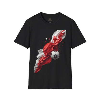 Japan Football Rising Sun T‑Shirt — Dynamic Red & White Silk Ribbon Design Tee