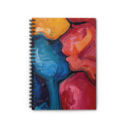 Notebook with colorful abstract design on a white background