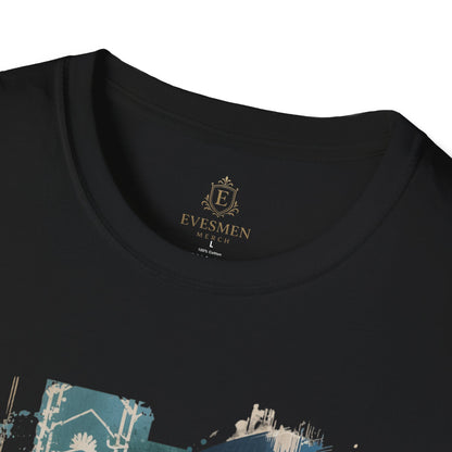 Uzbekistan Flag Soccer T-Shirt — Crescent Emblem & Landmark Design Tee