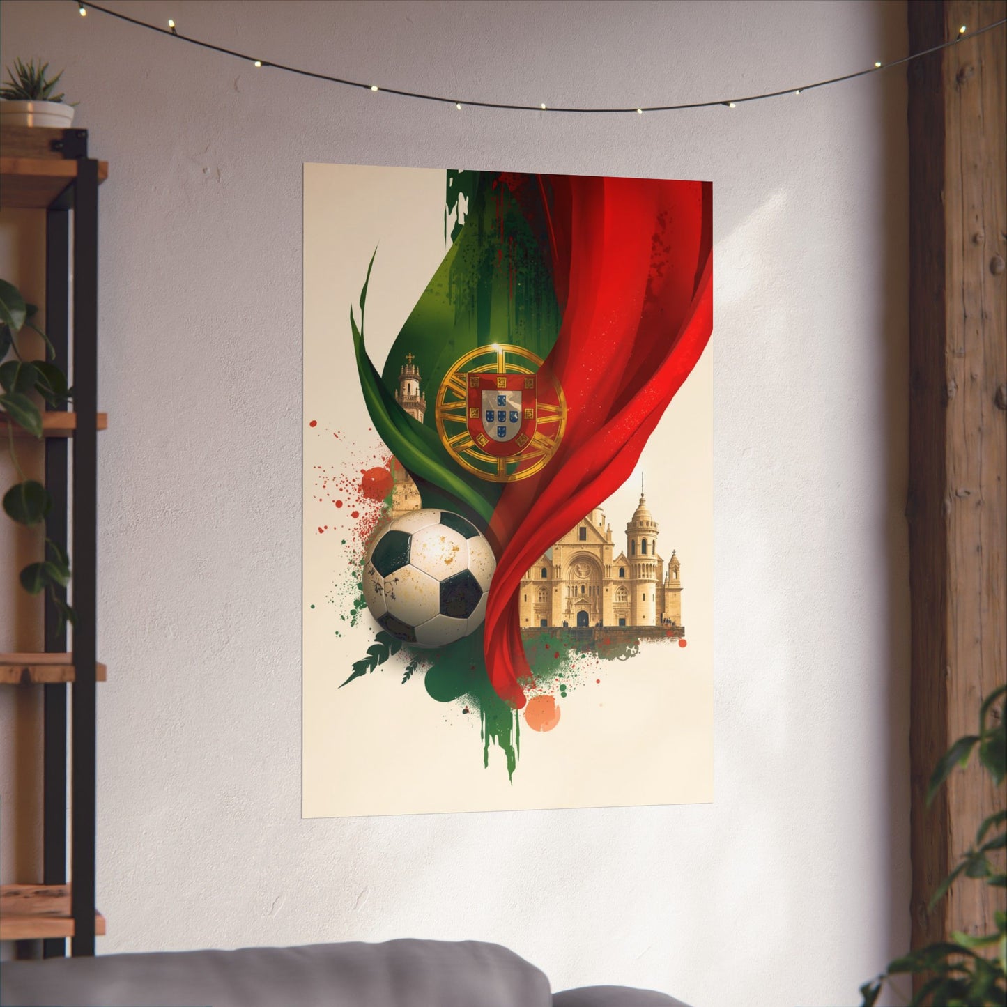 Portugal Football Poster — Matte Vertical Belém Tower & Jerónimos Monastery Art