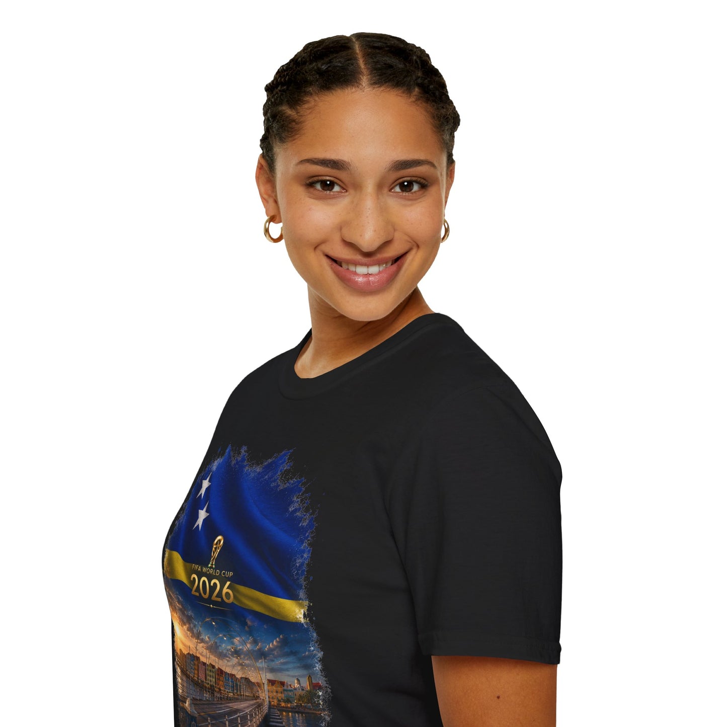 Curaçao Football Flag Handelskade T‑Shirt Cinematic Caribbean Soccer Tee