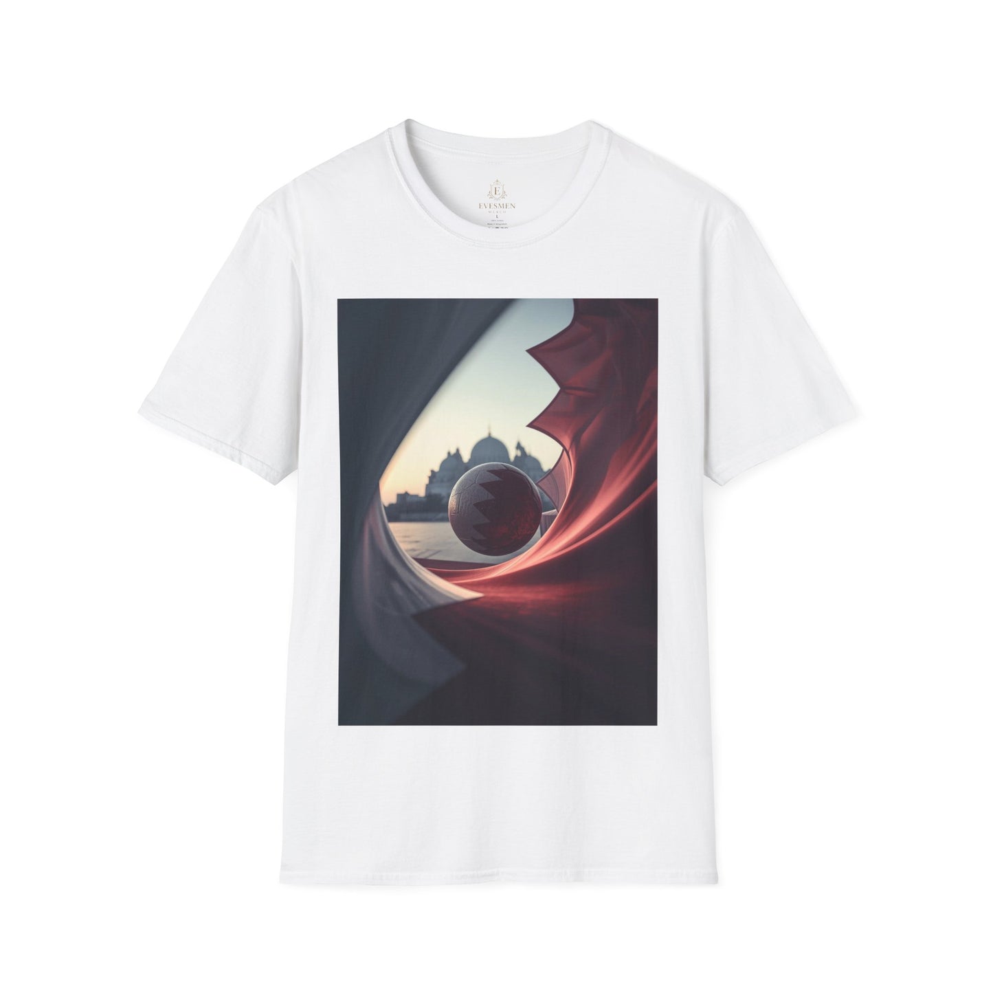 Qatar’s Flag-Patterned T-shirt Soccer Ball and Mosque Skyline Fan Tee