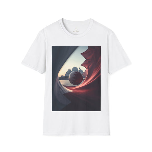 Qatar’s Flag-Patterned T-shirt Soccer Ball and Mosque Skyline Fan Tee