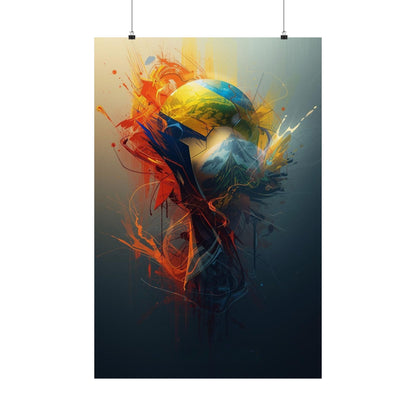 Ecuador Football Spirit Abstract Art Poster — Vibrant Andes & Jungle Print