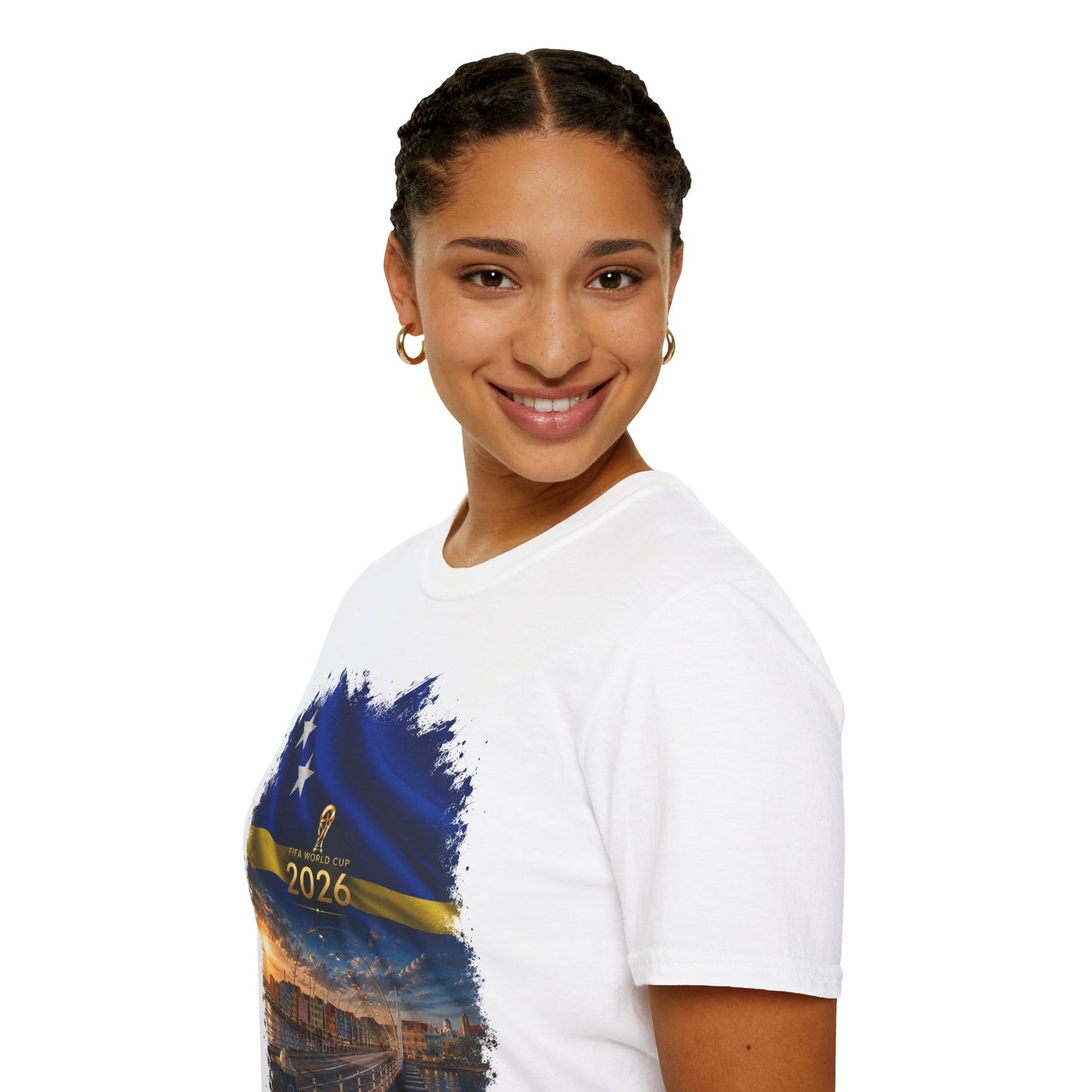 Curaçao Football Flag Handelskade T‑Shirt Cinematic Caribbean Soccer Tee