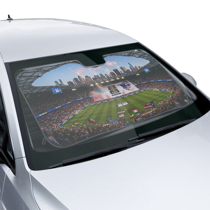 Stadium Crowd Car Sun Shade — Soccer World Cup Fireworks Windshield Cover