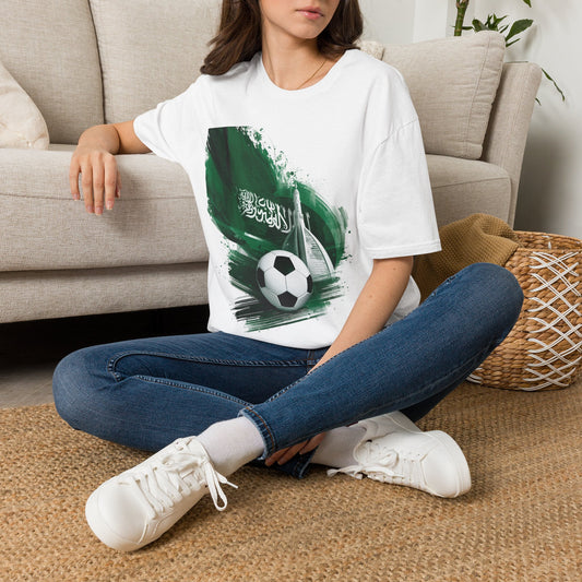Soccer Saudi Arabia T-Shirt — Green Brushstroke Flag Design Tee