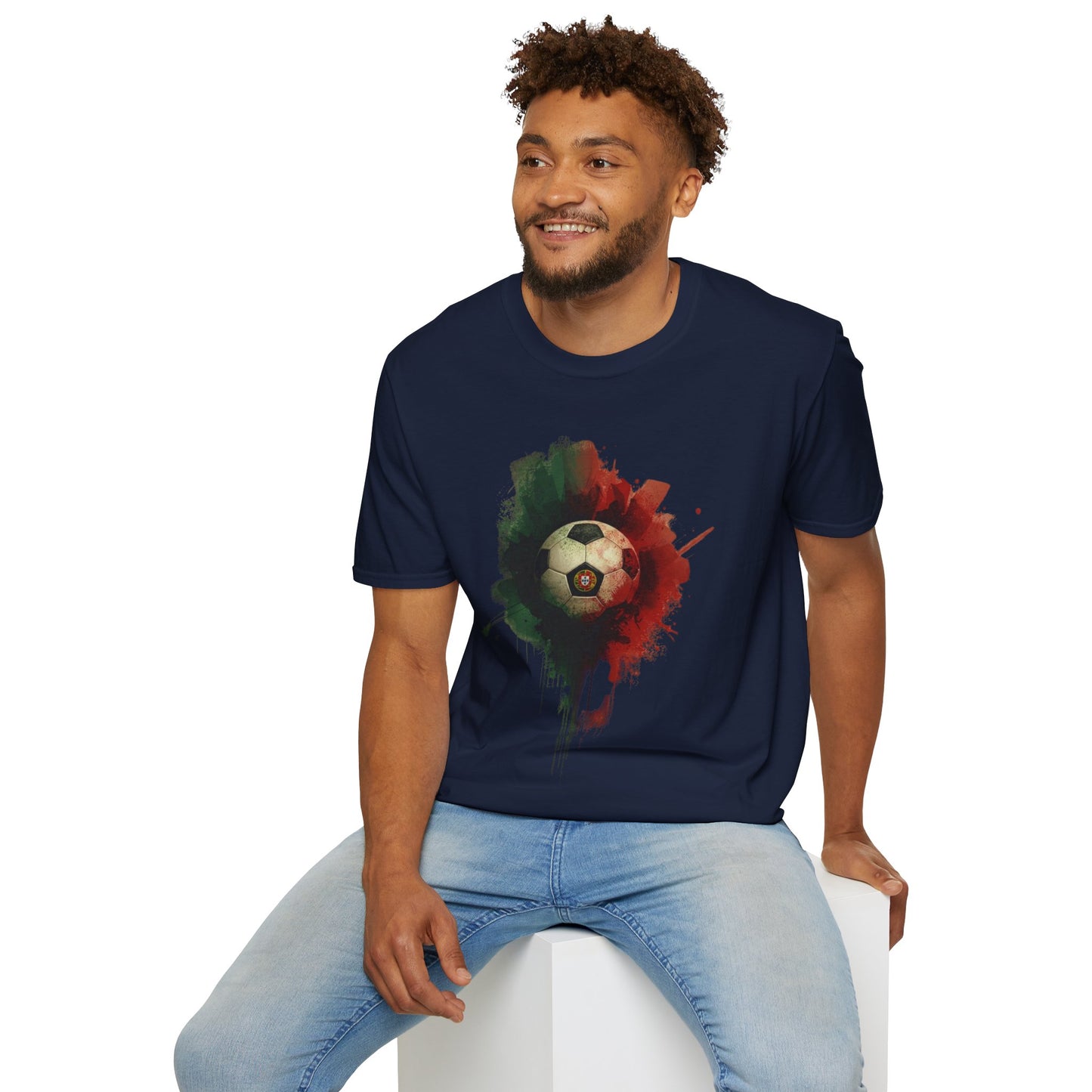 Portugal Football Flag Paint Splash T-Shirt Seleção Soccer Graphic Tee