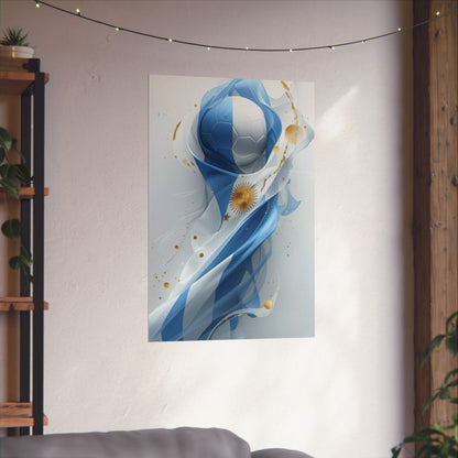 Argentina Soccer Flag Poster — Matte Vertical Football Wall Art