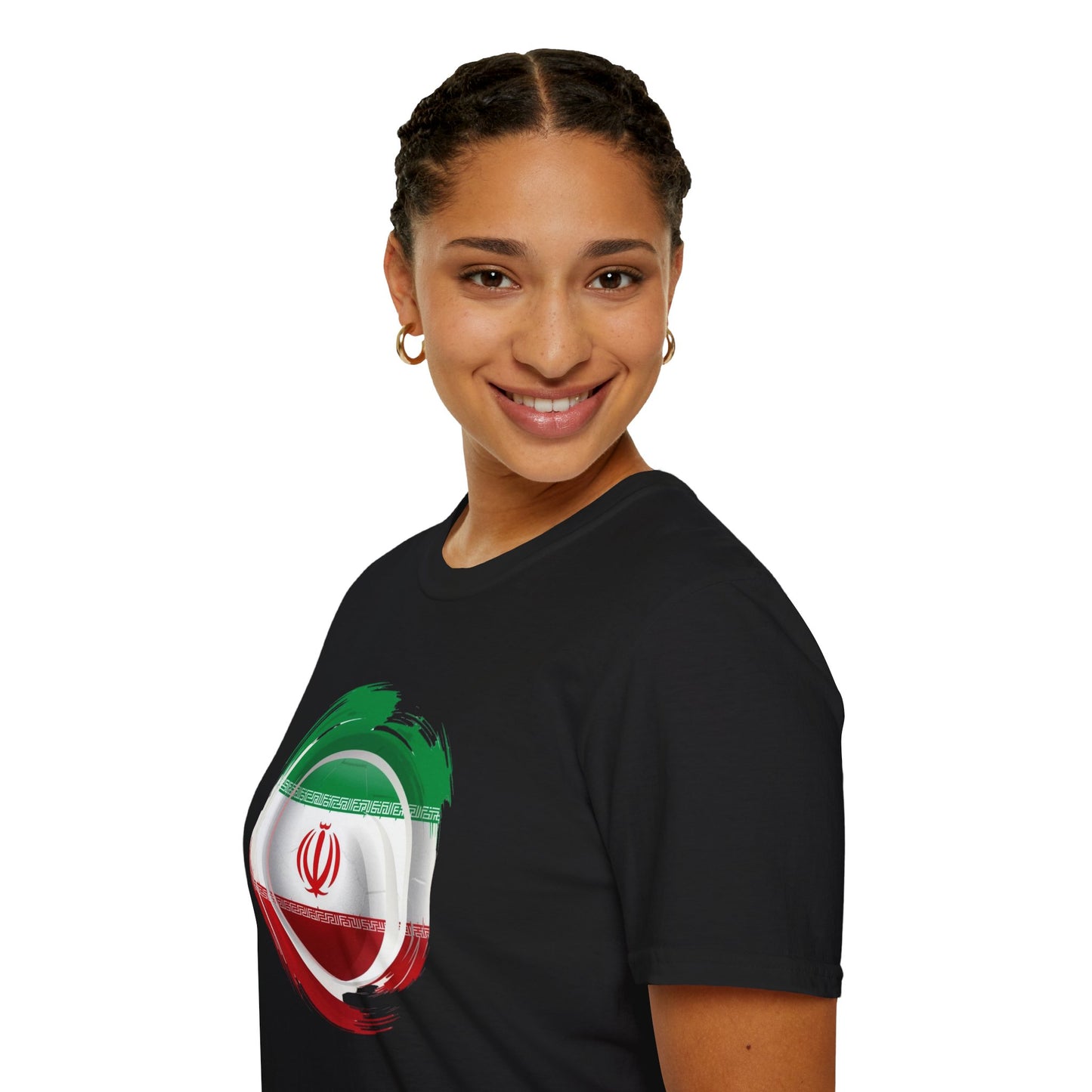 Iran Football Flag Circular Brushstroke T-Shirt Team Melli Soccer Graphic Tee