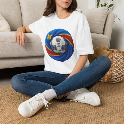 DR Congo Football Flag Circular Graphic T-Shirt Leopards Soccer 2026 Tee