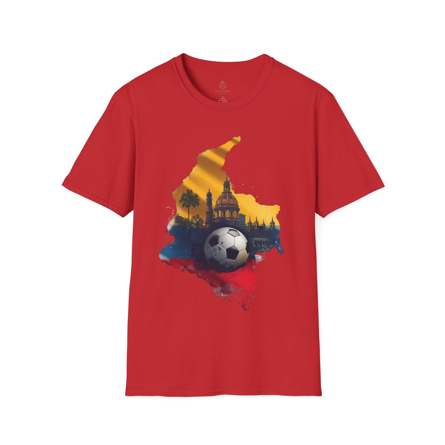 Colombia Map Soccer T-Shirt — Colombian Flag Skyline Football Tee