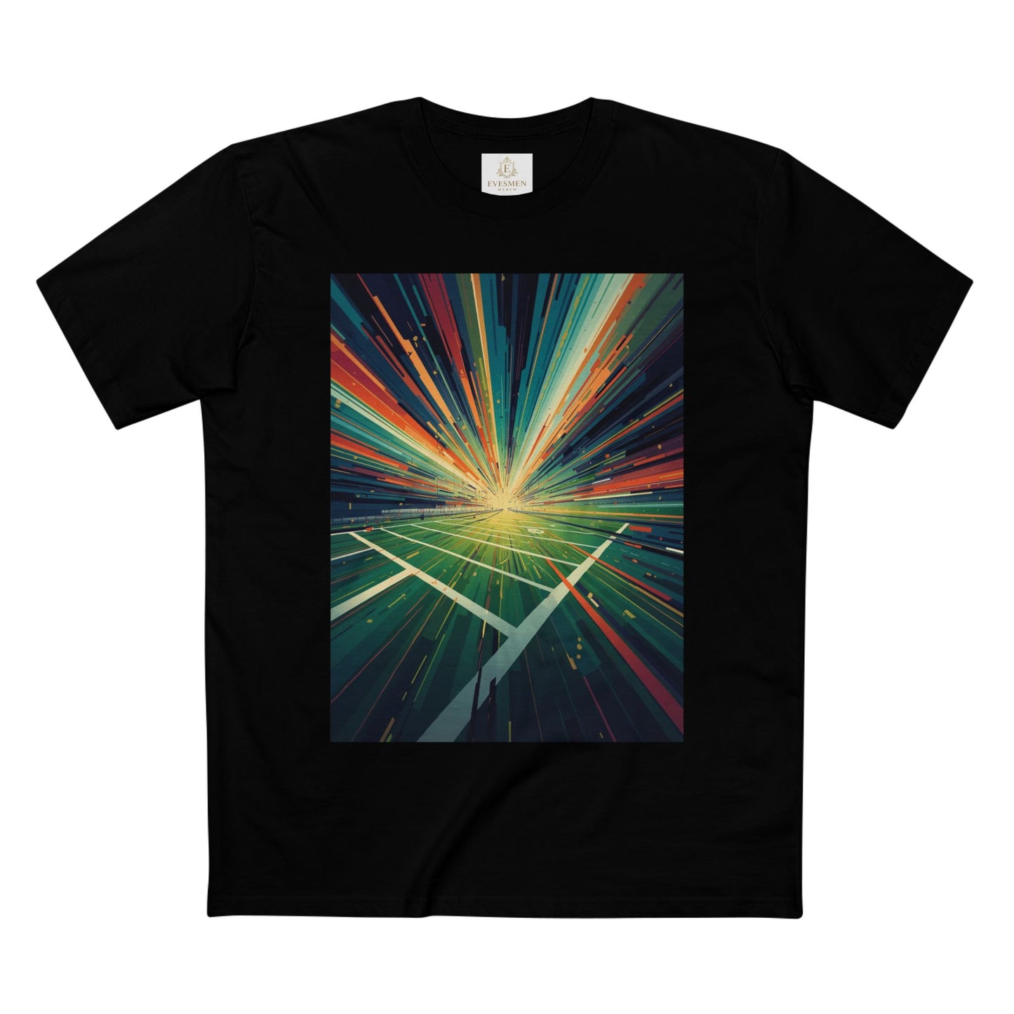 Abstract Light Burst Tee Football Field Graphic T-Shirt