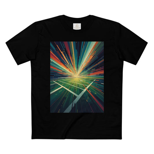 Abstract Light Burst Tee Football Field Graphic T-Shirt